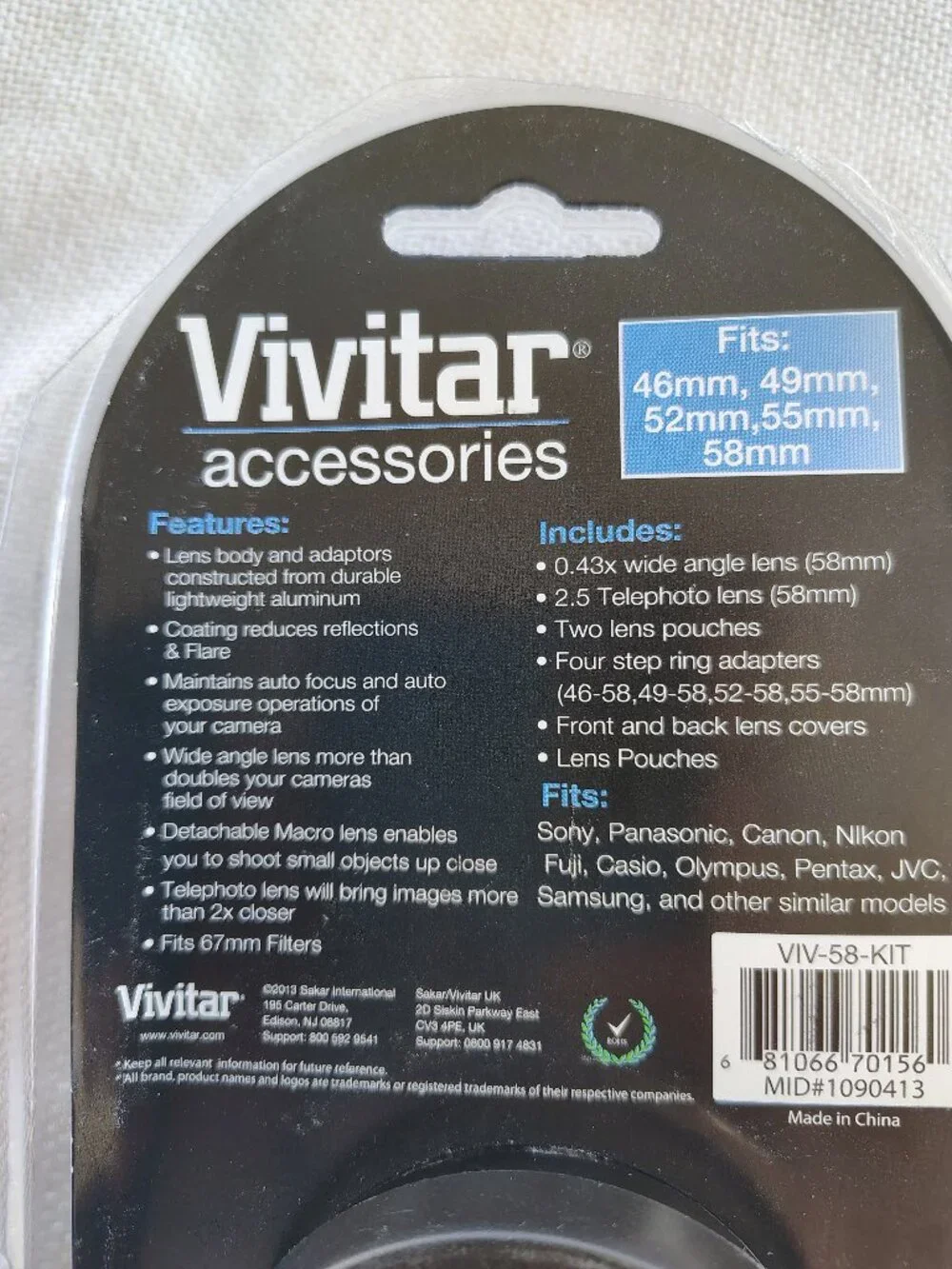 Vivitar Digital Multi-Coated .43x Wide Angle Lens With Macro & 2.5x Telephoto